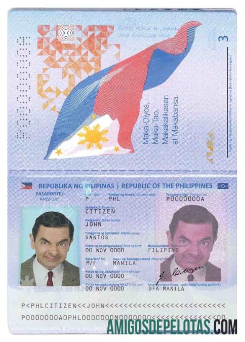 Passaporte das Filipinas modelo